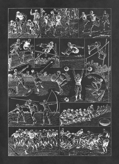 Vintage Athletics and Sport Training Illustration Print, FD28