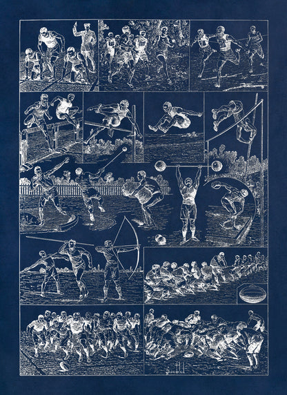 Vintage Athletics and Sport Training Illustration Print, FD28