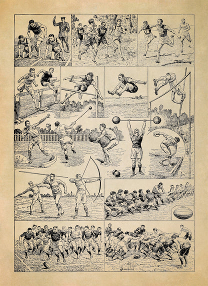 Vintage Athletics and Sport Training Illustration Print, FD28