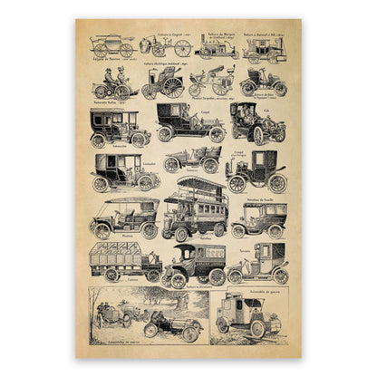 Early Automobile Examples Illustration Print, FD34