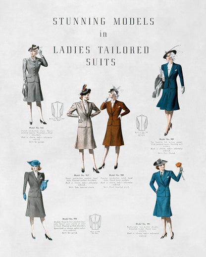 Women's Topcoat Styles Vintage Fashion Print, 1930s-1940s Department Store Catalog, FDS12