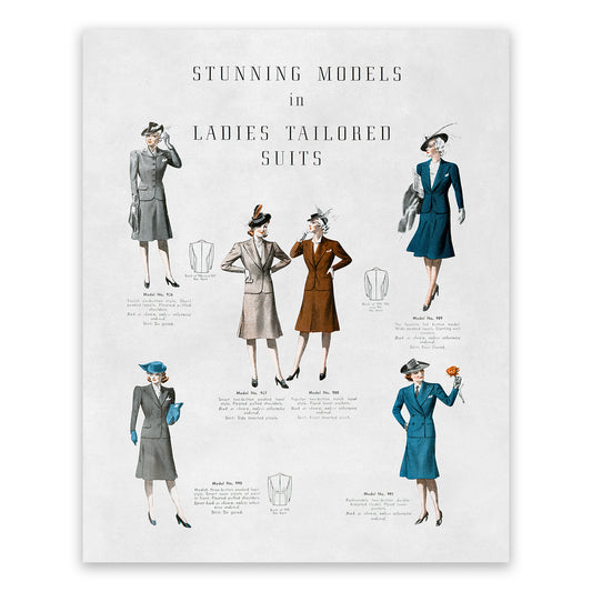 Women's Topcoat Styles Vintage Fashion Print, 1930s-1940s Department Store Catalog, FDS12