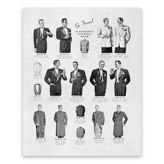 Men's Suit and Tuxedo Vintage Fashion Print, 1930s-1940s Department Store Catalog, FDS1