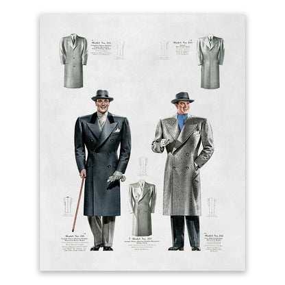 Men's Suit Overcoat Vintage Fashion Print, 1930s-1940s Department Store Catalog, FDS2