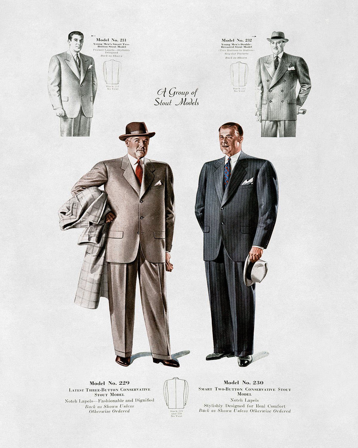Men's Suit Vintage Fashion Print, 1930s-1940s Department