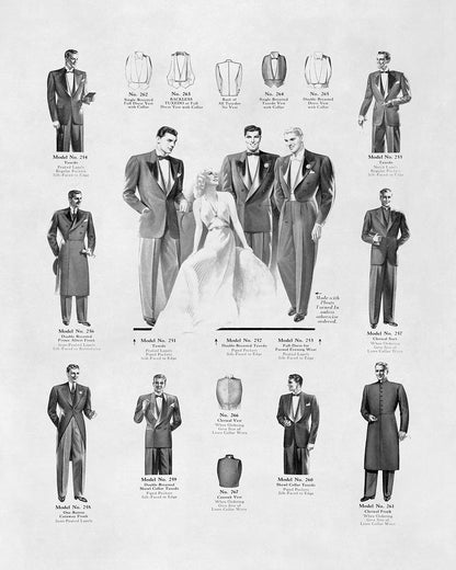 Men's Tuxedo Vintage Fashion Print, 1930s-1940s Department Store Catalog, FDS6