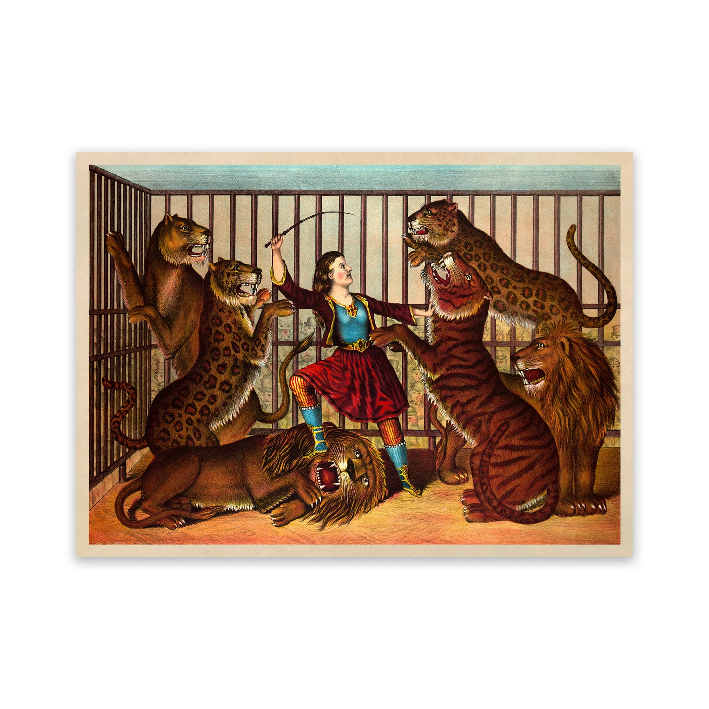 Circus Female Lion Tamer Poster, Vintage Style Circus Print