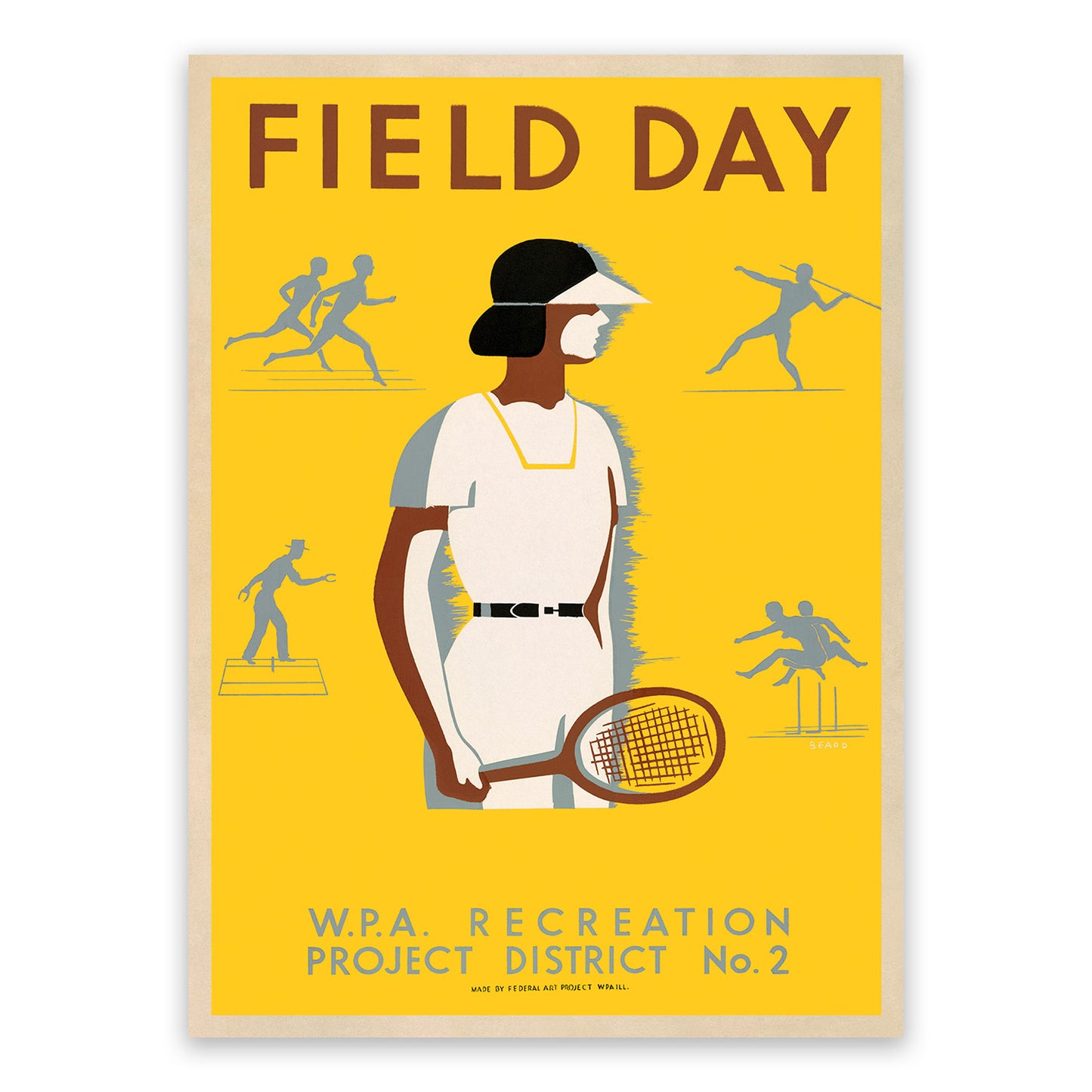 Field Day Athletics and Sports WPA Recreation Project Poster, Vintage Style 1930s Works Progress Administration Print