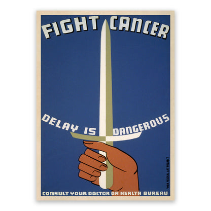 Fight Cancer WPA Federal Project Poster, Vintage Style 1930s Works Progress Administration Print