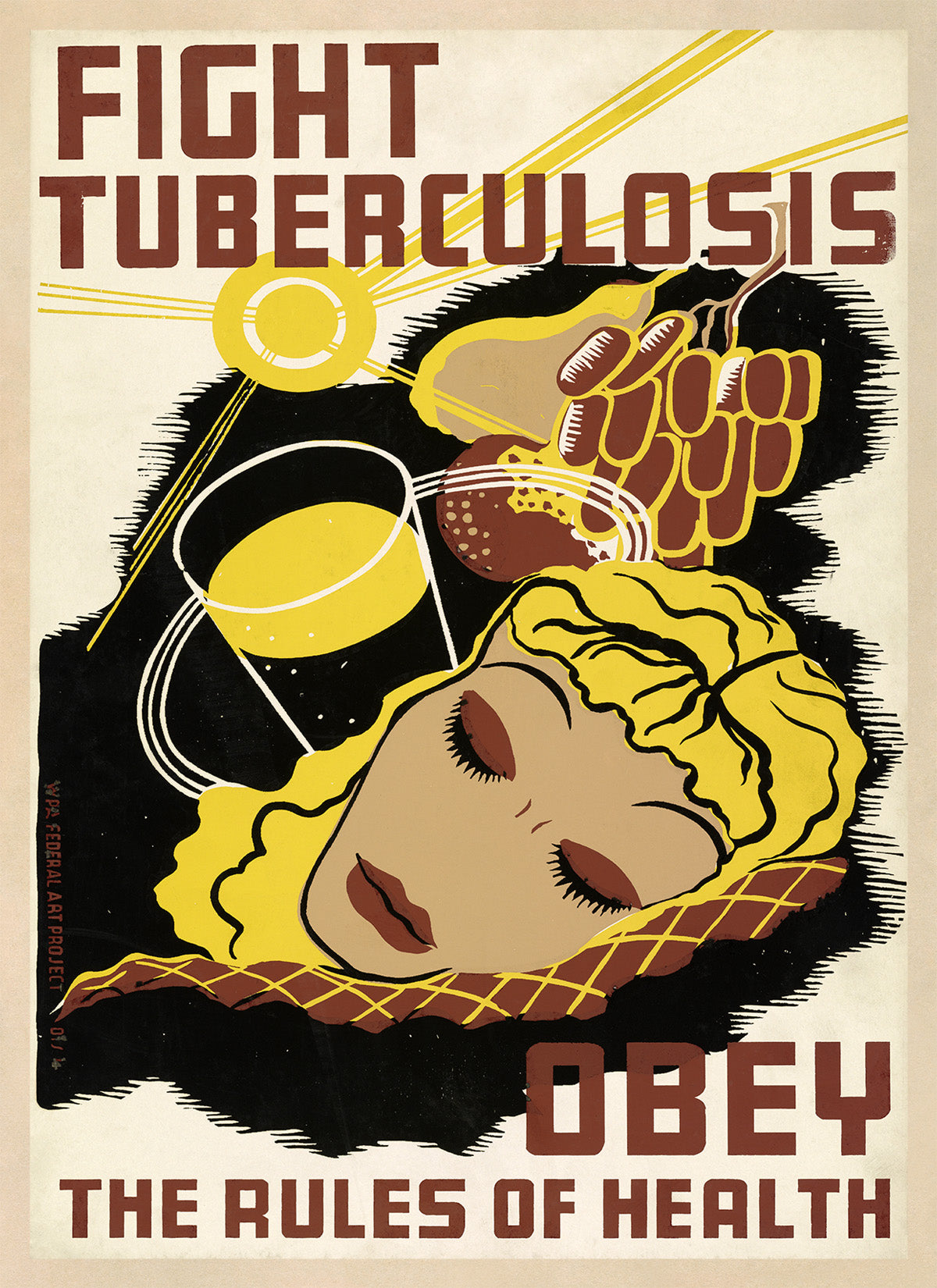 Fight Tuberculosis WPA Federal Project Poster, Vintage Style 1930s Works Progress Administration Print