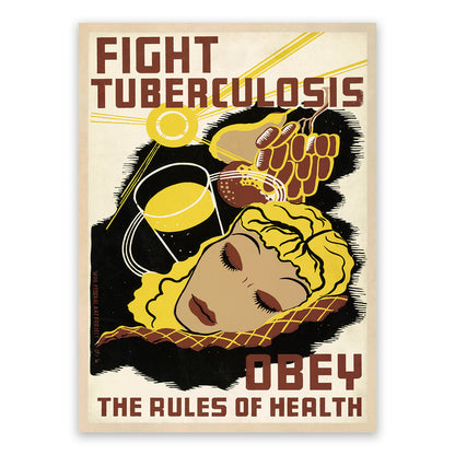 Fight Tuberculosis WPA Federal Project Poster, Vintage Style 1930s Works Progress Administration Print