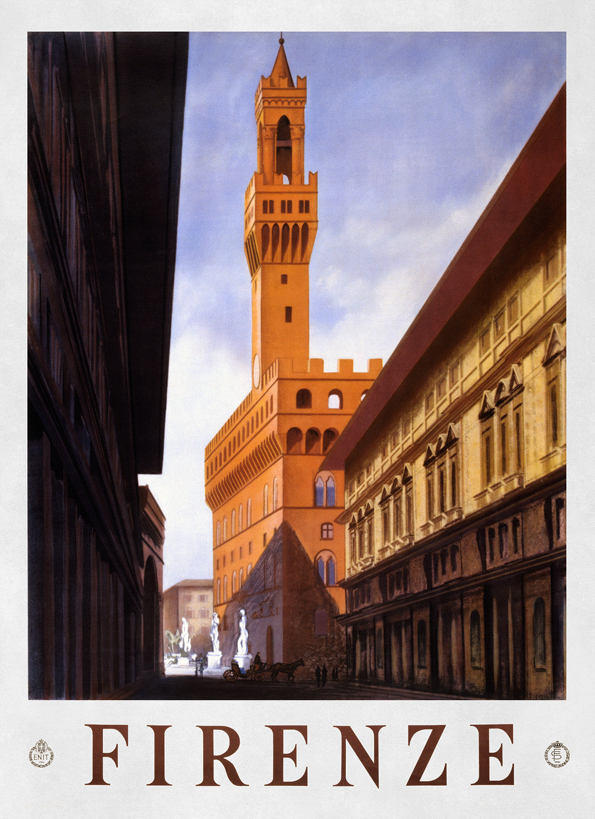 Florence Italy Travel Poster, Vintage Style 1930s Italian Travel Advertisement Print