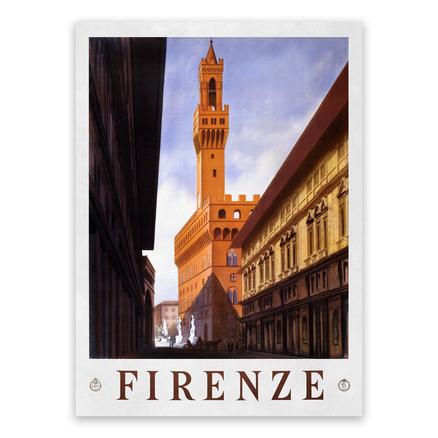 Florence Italy Travel Poster, Vintage Style 1930s Italian Travel Advertisement Print