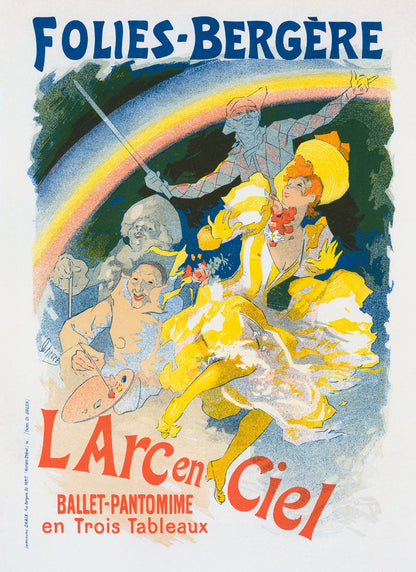 Pantomime French Ballet Advertisement Poster, Vintage Style Belle Epoque Jules Cheret Print