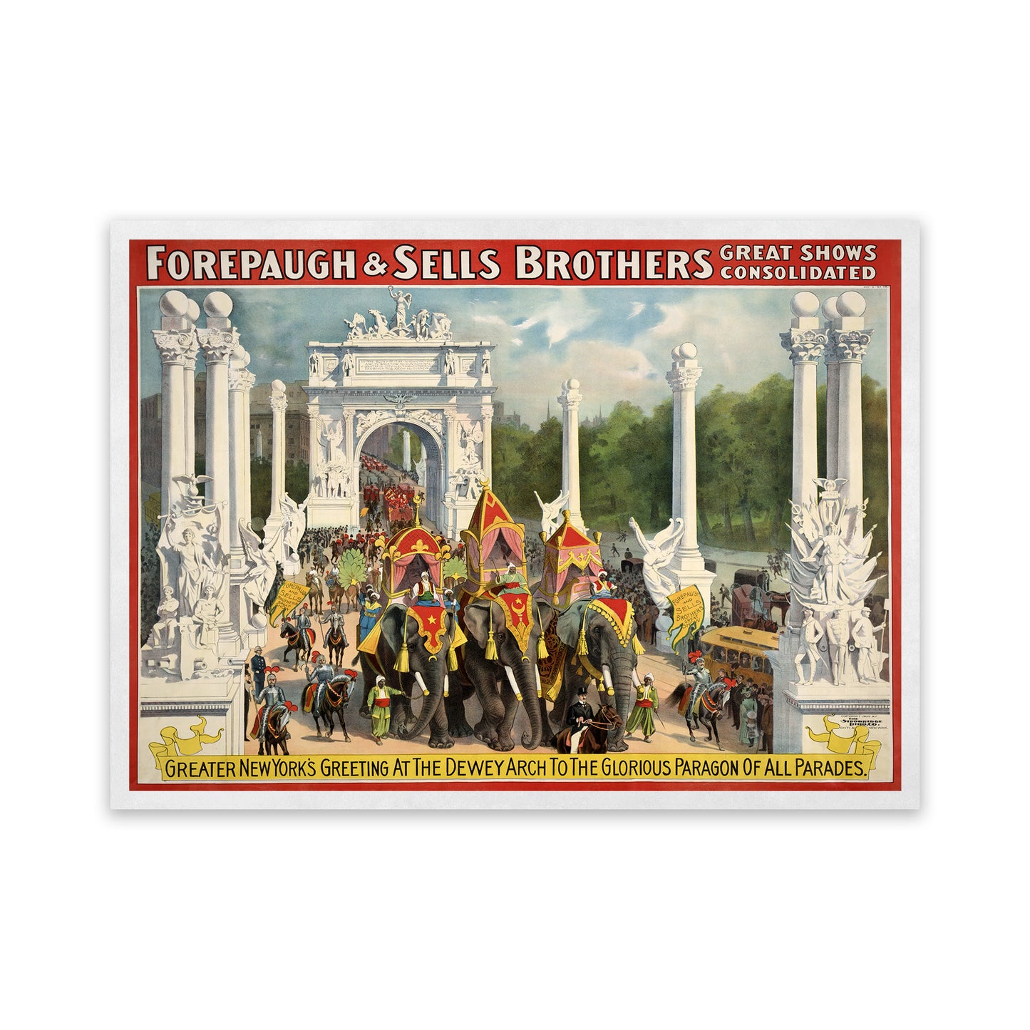 Forepaugh and Sells Brothers Circus Poster, Vintage Style Circus Elephant Print