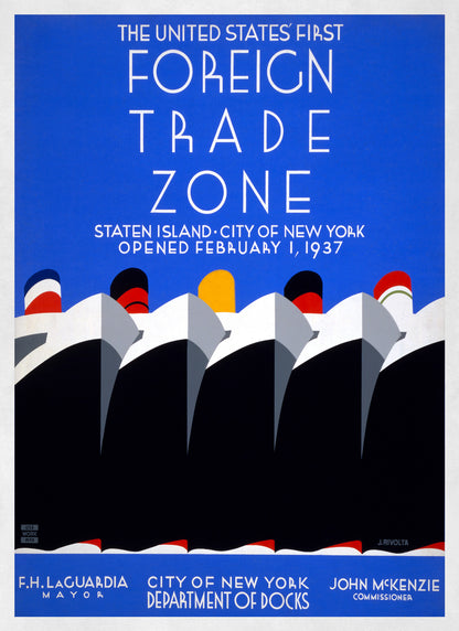 New York City Ships Docks and Harbor WPA Poster, Vintage Style 1930s Works Progress Administration Print