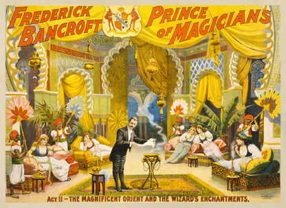 Frederick Bancroft Magician Poster, Vintage Style Magic Enchantments Print