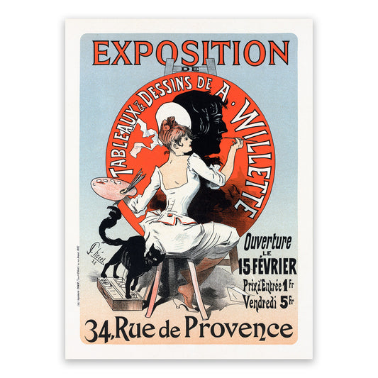 Art Exposition French Advertisement Poster, Vintage Style Belle Epoque Jules Cheret Print