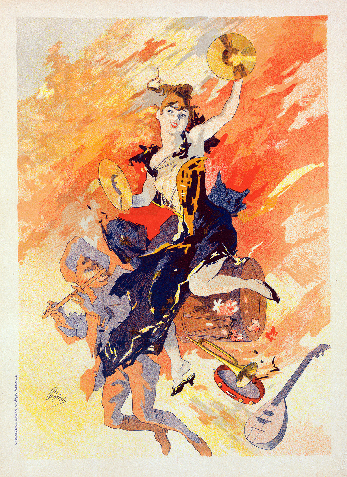 La Musique French Whimsical Musical Advertisement Poster, Vintage Style Belle Epoque Jules Cheret Print