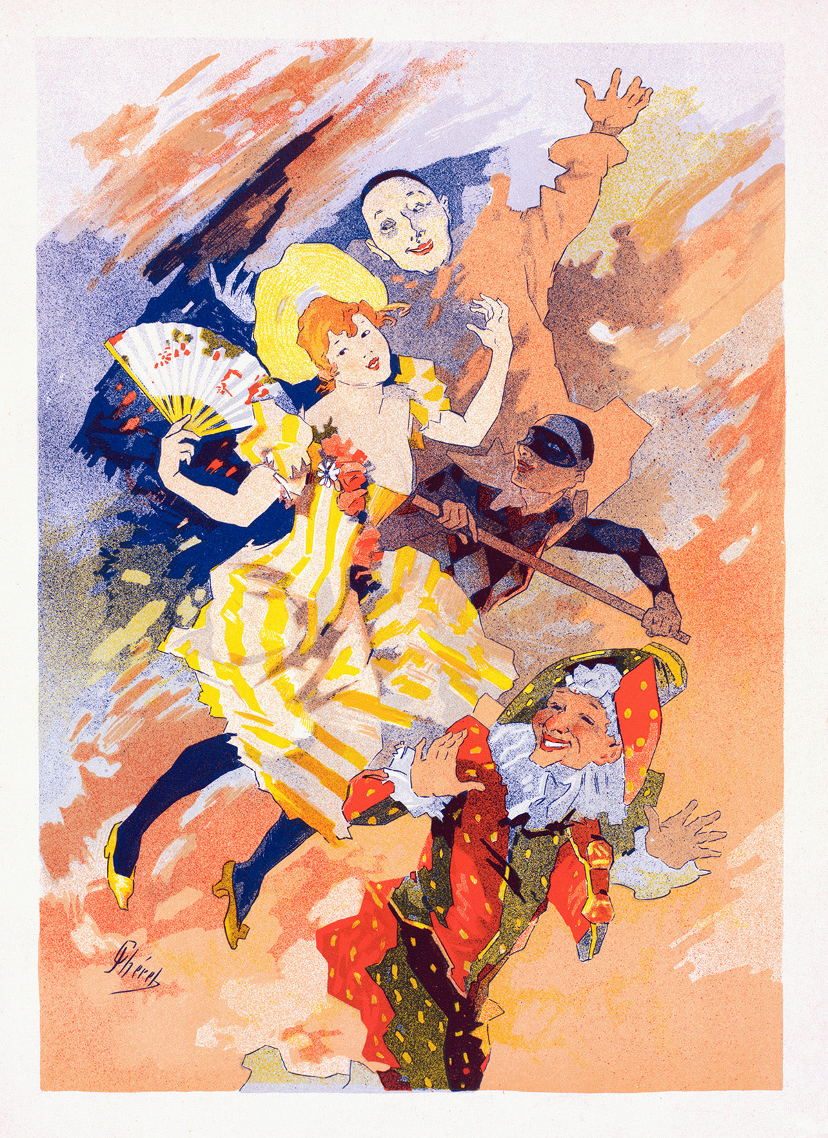 La Pantomime French Theater Advertisement Poster, Vintage Style Belle Epoque Jules Cheret Print