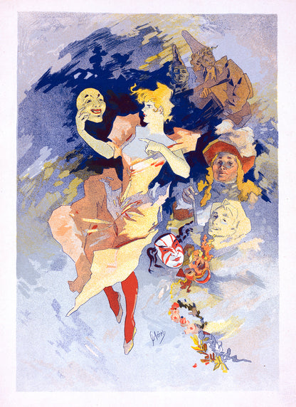 Le Comedie French Whimsical Theater Advertisement Poster, Vintage Style Belle Epoque Jules Cheret Print