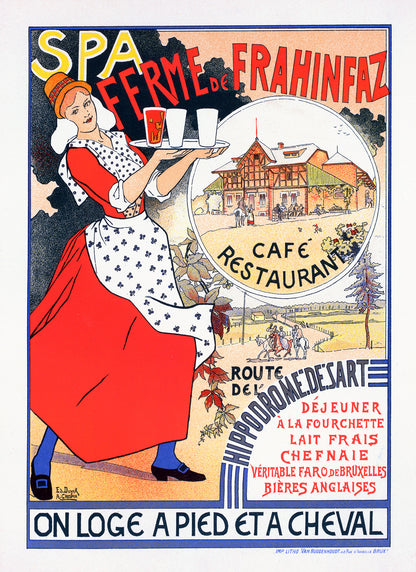 French Cafe Advertisement Poster, Vintage Style Belle Epoque Edouard Duyck Print