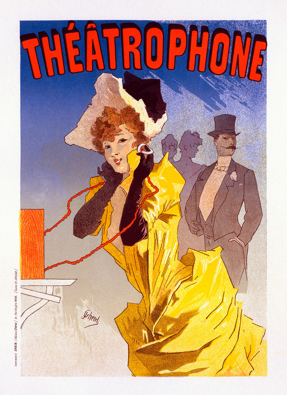 Theatrophone French Theater Advertisement Poster, Vintage Style Belle Epoque Jules Cheret Print