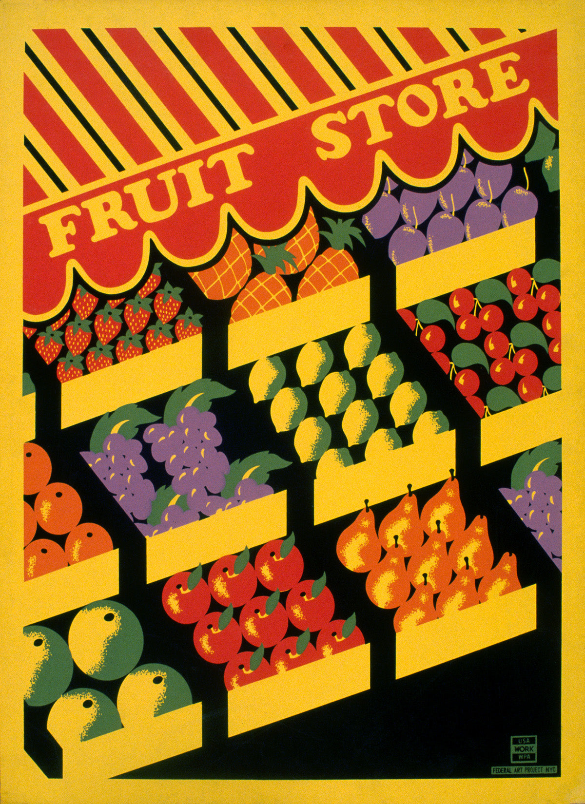 Fruit Store WPA Federal Art Project Poster, Vintage Style 1930s Works Progress Administration Print