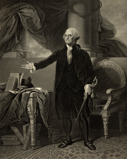 George Washington Standing Portrait, Vintage Style Founding Father Print