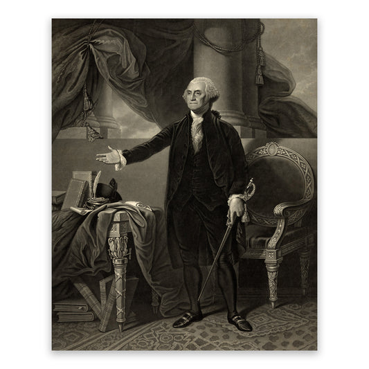 George Washington Standing Portrait, Vintage Style Founding Father Print