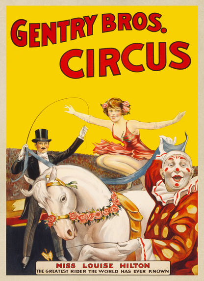 Gentry Bros Circus Poster, Vintage Style Print