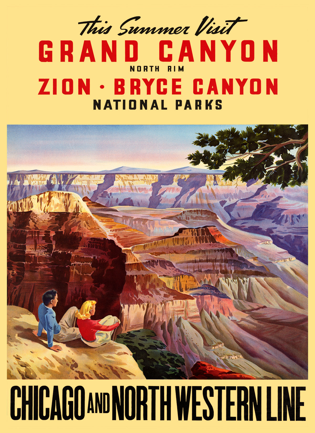 Grand Canyon National Park Travel Poster, Vintage Style 1900s Retro Travel Advertisement Print