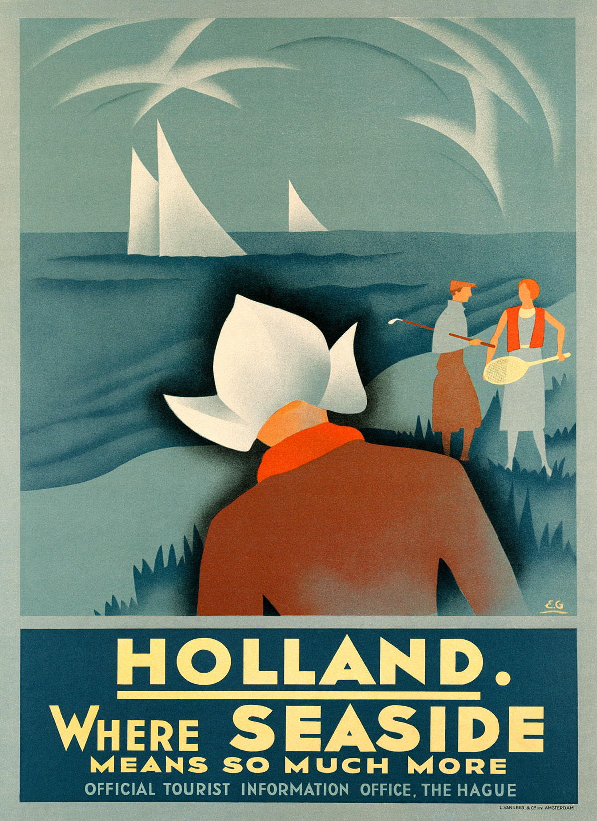 Holland Travel Poster, Vintage Style 1930s Dutch Travel Advertisement Print