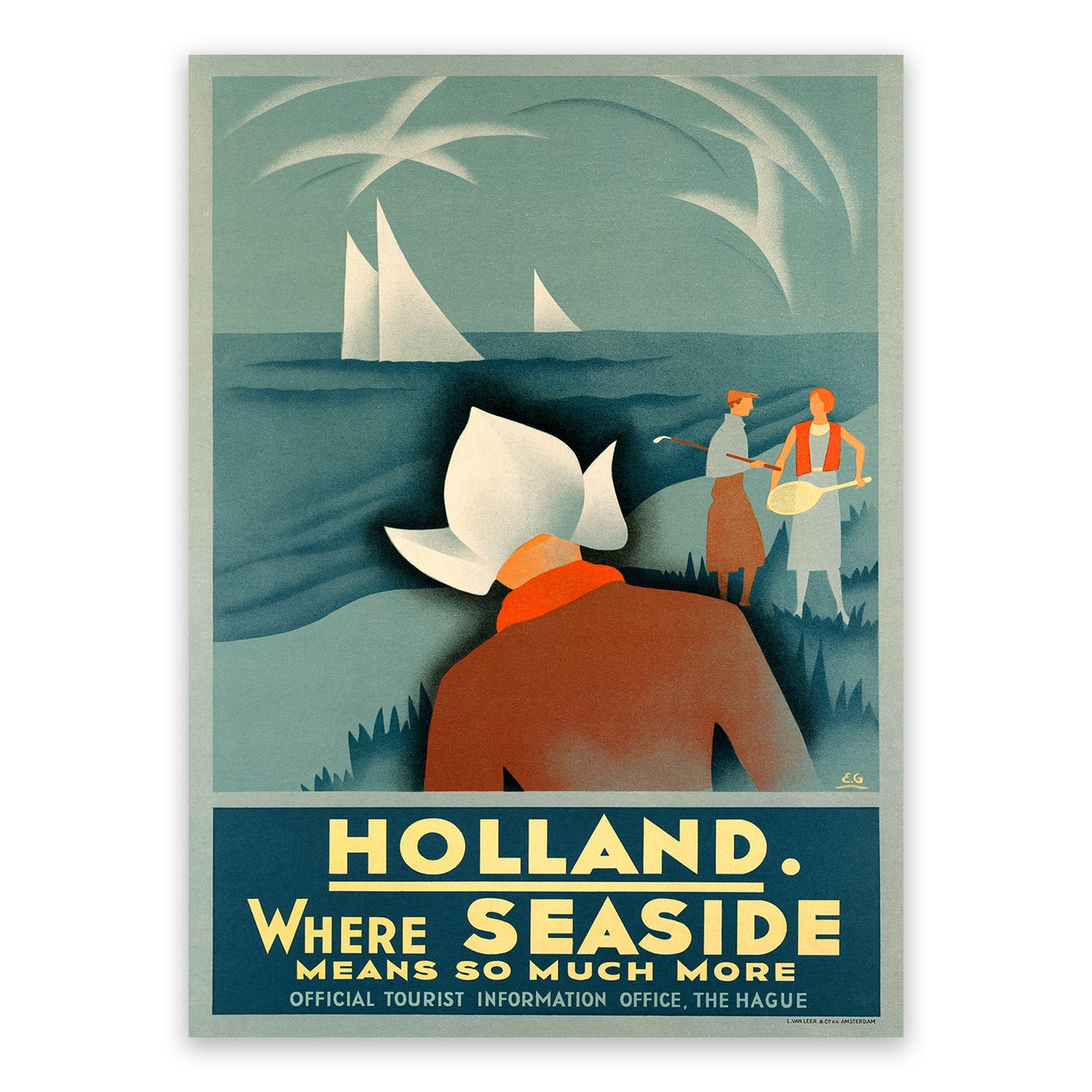 Holland Travel Poster, Vintage Style 1930s Dutch Travel Advertisement Print