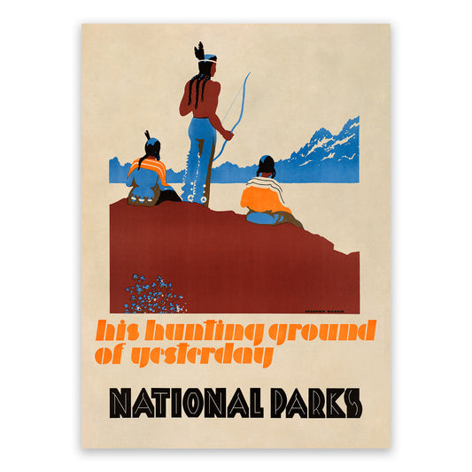 American National Parks Travel Poster, Vintage Style 1930s Tourism Advertisement Print