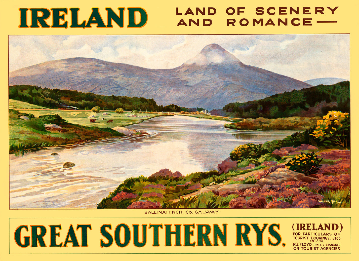 Ireland Railway Travel Poster, Vintage Style 1900s Irish Railroad Travel Advertisement Print