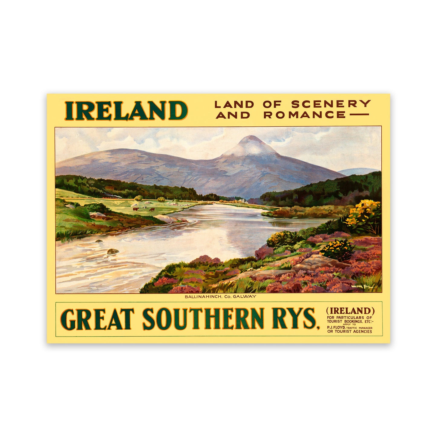 Ireland Railway Travel Poster, Vintage Style 1900s Irish Railroad Travel Advertisement Print