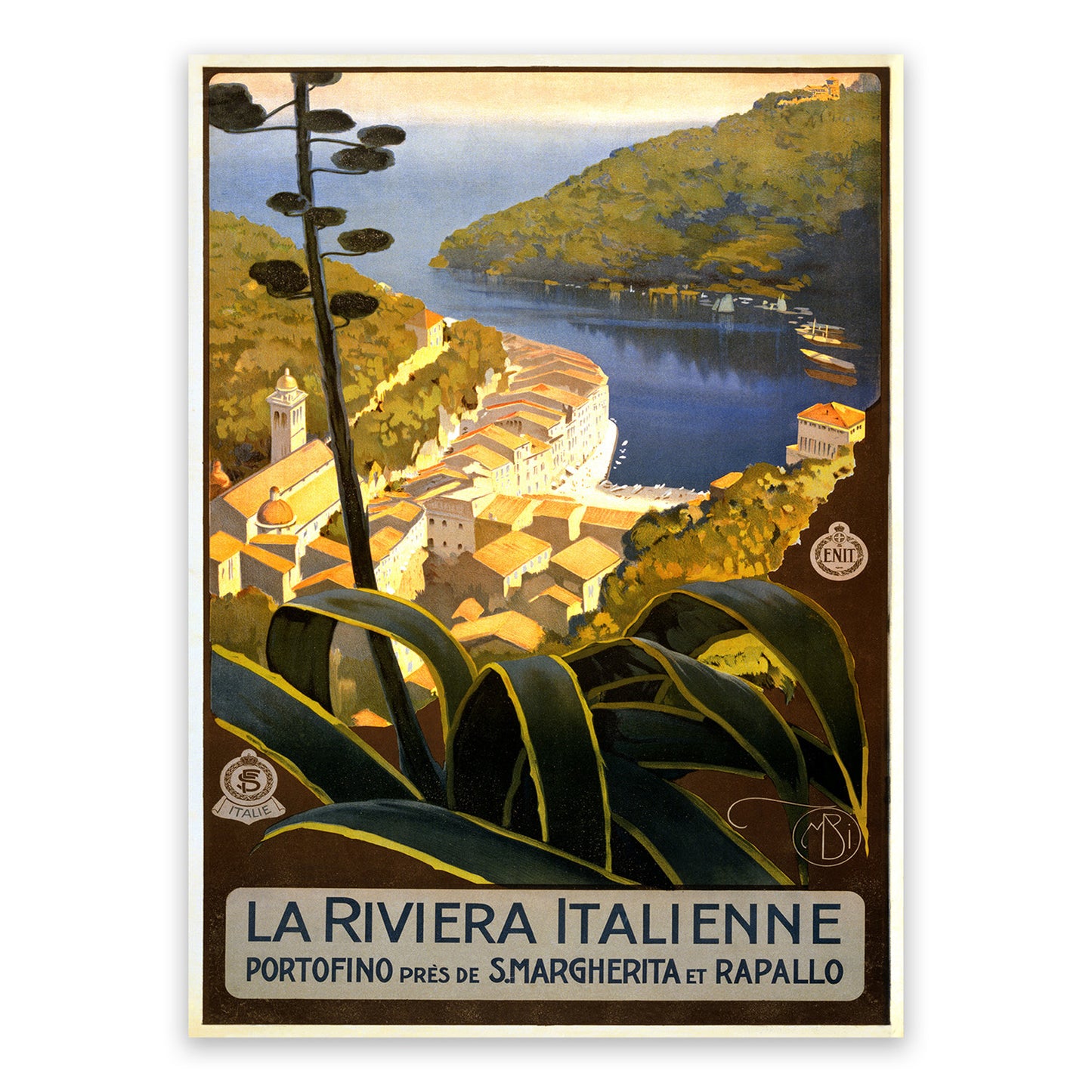 Italian Riviera Travel Poster, Vintage Style 1920s Italy Travel Advertisement Print