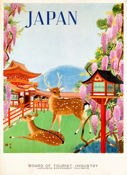 Japan Travel Poster, Vintage Style 1900s Japanese Travel Advertisement Print