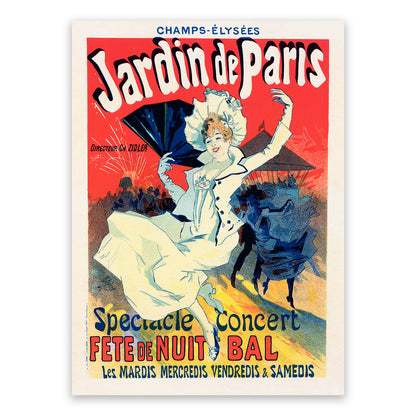 Jardin De Paris French Musical Theater Advertisement Poster, Vintage Style Belle Epoque Jules Cheret Print