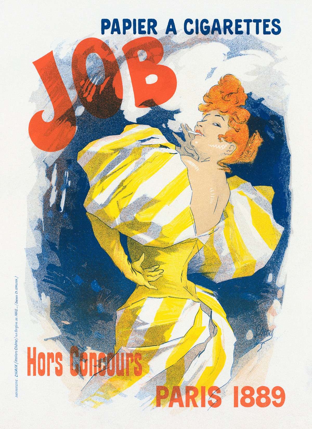 French Cigarette Paper Advertisement Poster, Vintage Style Belle Epoque Jules Cheret Print