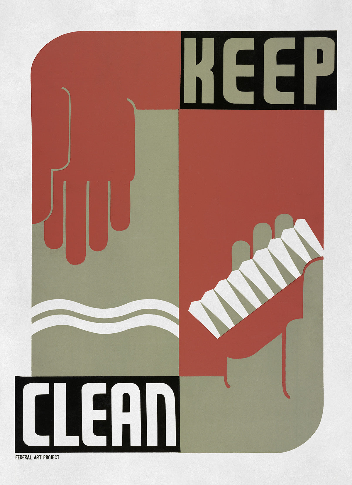 Keep Clean Personal Hygene WPA Federal Art Project Poster, Vintage Style 1930s Works Progress Administration Print