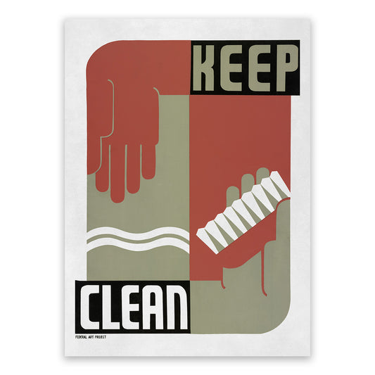 Keep Clean Personal Hygene WPA Federal Art Project Poster, Vintage Style 1930s Works Progress Administration Print