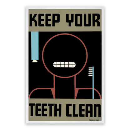 Keep Your Teeth Clean WPA Federal Art Project Poster, Vintage Style 1930s Works Progress Administration Print