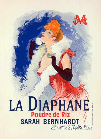 La Diaphane French Makeup Advertisement Poster, Vintage Style Belle Epoque Jules Cheret Print