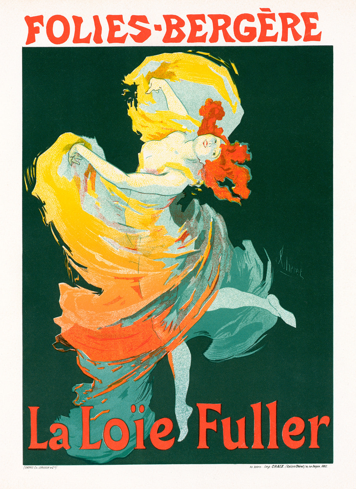 La Loie Fuller French Cabaret Advertisement Poster, Vintage Style Belle Epoque Jules Cheret Print