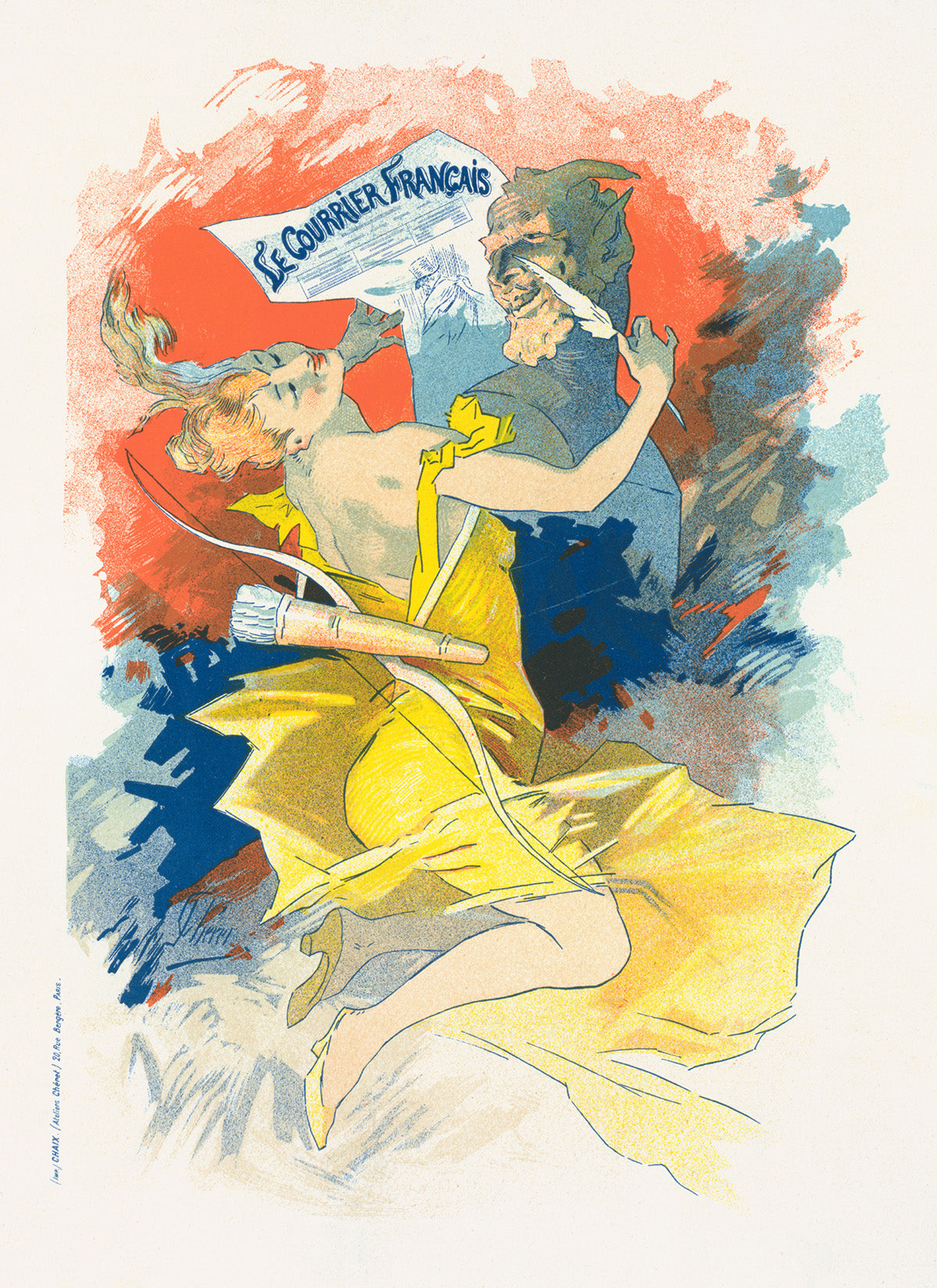 French Newspaper Advertisement Poster, Vintage Style Belle Epoque Jules Cheret Print