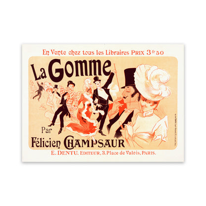 La Gomme French Musical Theater Advertisement Poster, Vintage Style Belle Epoque Jules Cheret Print