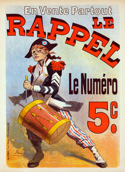 Le Rappel French Newspaper Advertisement Poster, Vintage Style Belle Epoque Jules Cheret Print