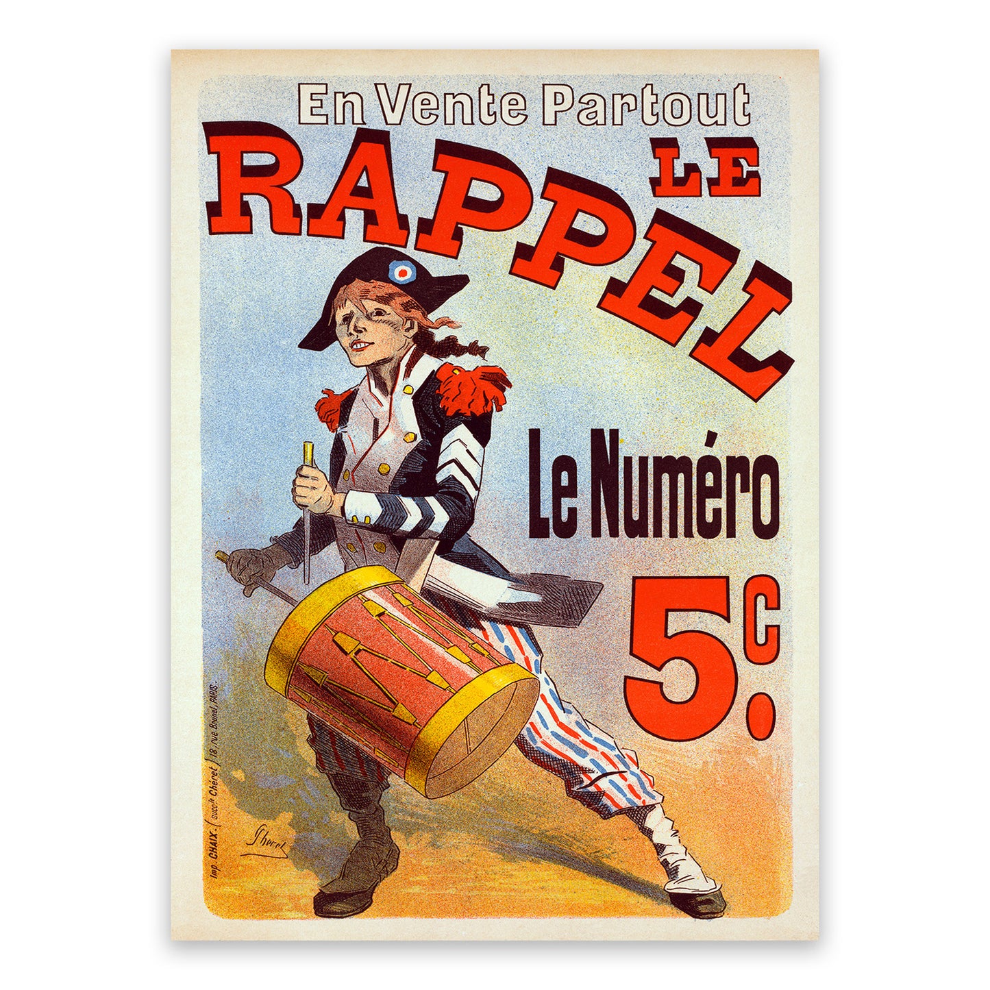 Le Rappel French Newspaper Advertisement Poster, Vintage Style Belle Epoque Jules Cheret Print